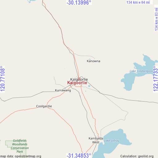 Kalgoorlie on map