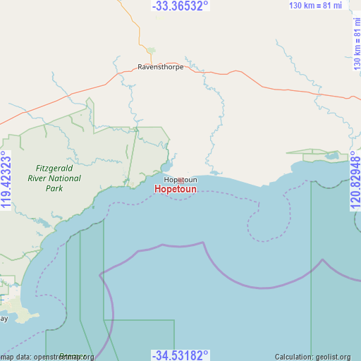 Hopetoun on map