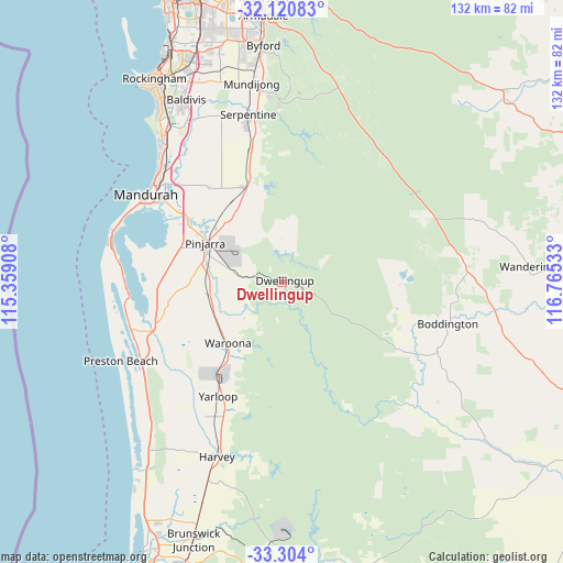 Dwellingup on map