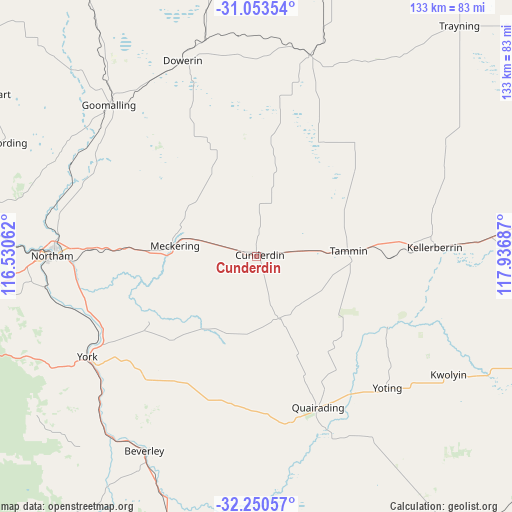 Cunderdin on map