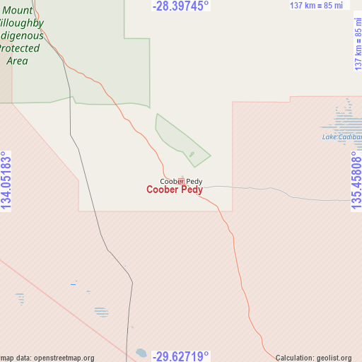 Coober Pedy on map