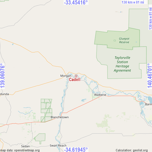 Cadell on map