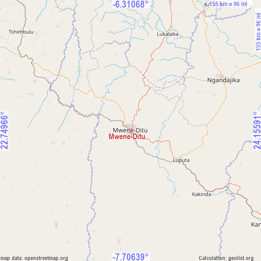Mwene-Ditu on map