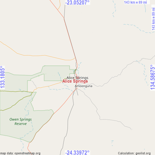 Alice Springs on map