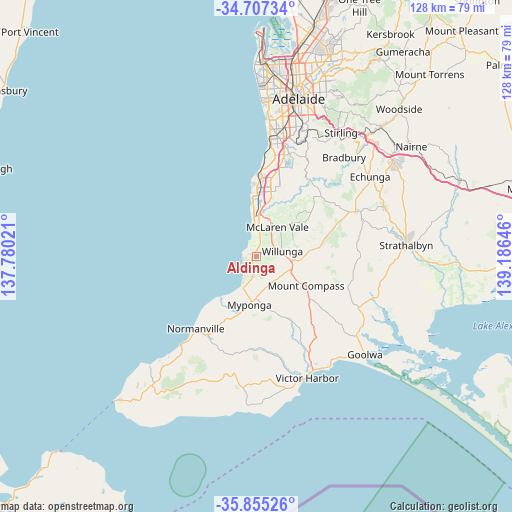 Aldinga on map