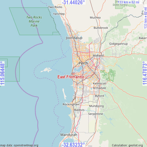 East Fremantle on map
