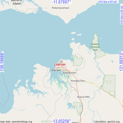 Leanyer on map