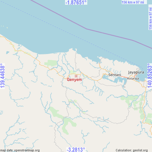 Genyem on map