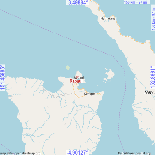 Rabaul on map