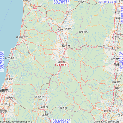 Yuzawa on map