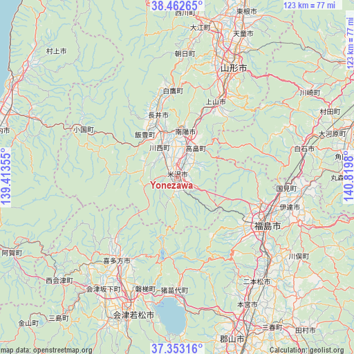 Yonezawa on map