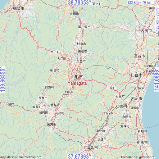 Yamagata on map