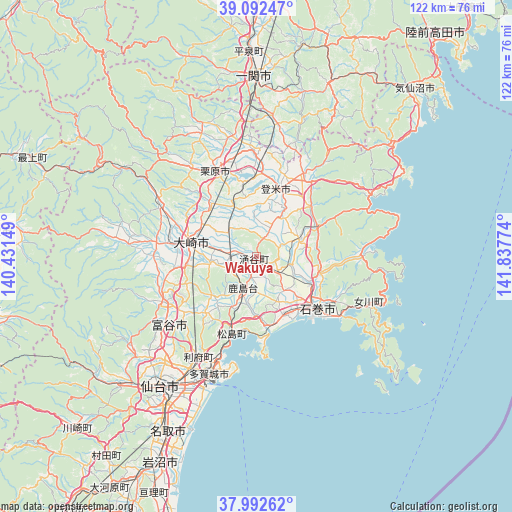 Wakuya on map