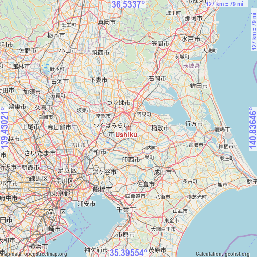 Ushiku on map