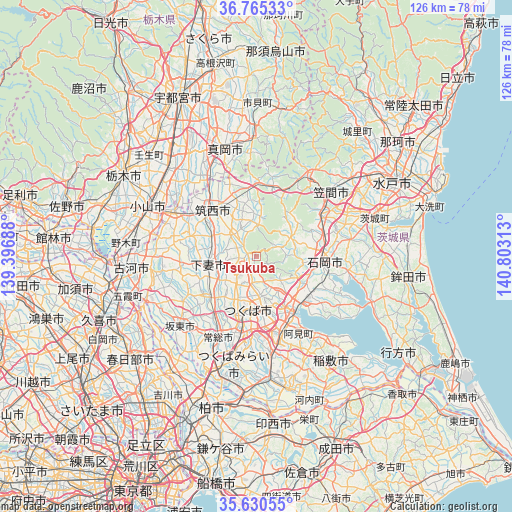 Tsukuba on map