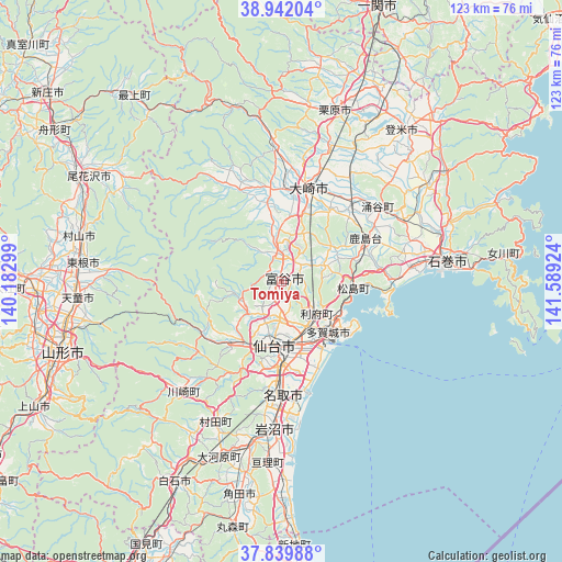 Tomiya on map