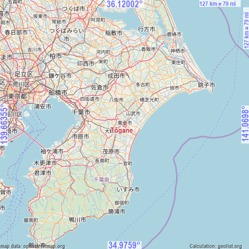 Tōgane on map