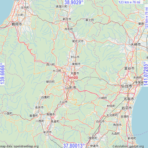 Tendō on map
