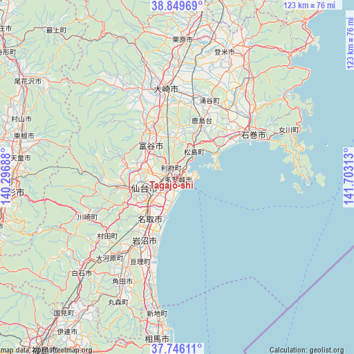 Tagajō-shi on map