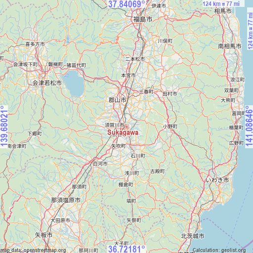 Sukagawa on map
