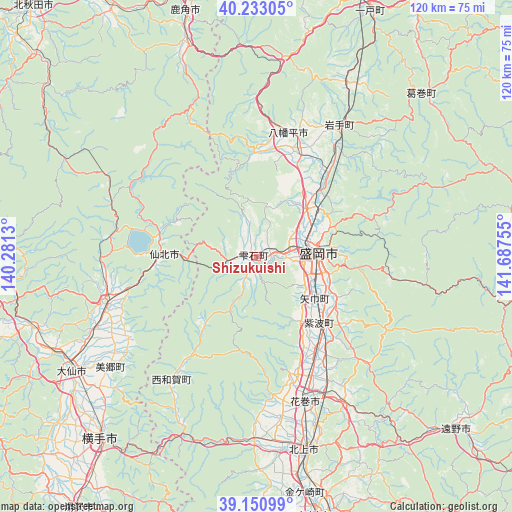 Shizukuishi on map