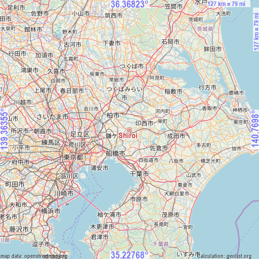 Shiroi on map