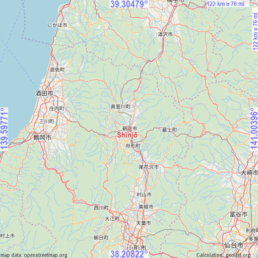 Shinjō on map