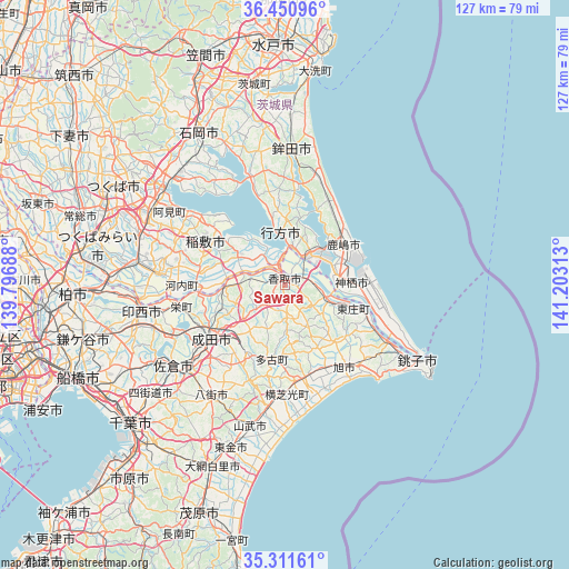 Sawara on map