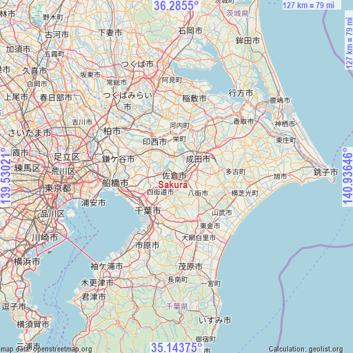 Sakura on map