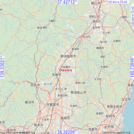 Ōtawara on map