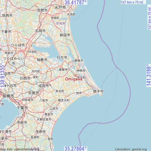 Omigawa on map