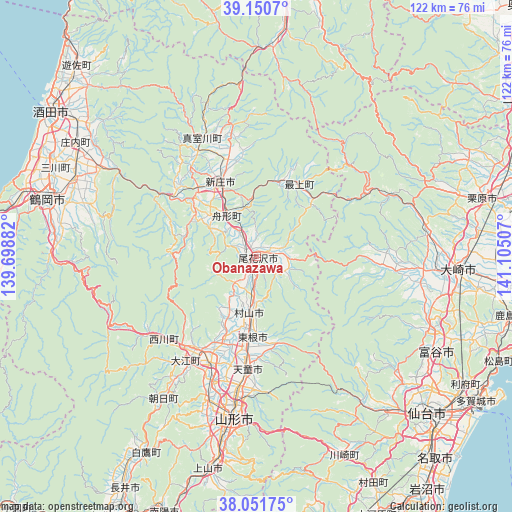 Obanazawa on map