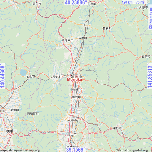 Morioka on map