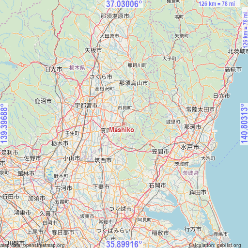 Mashiko on map
