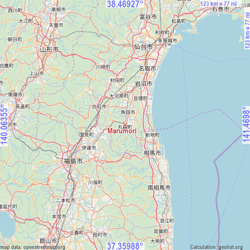 Marumori on map