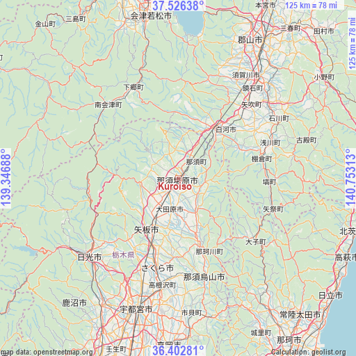 Kuroiso on map