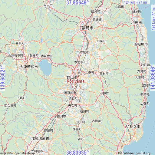 Kōriyama on map