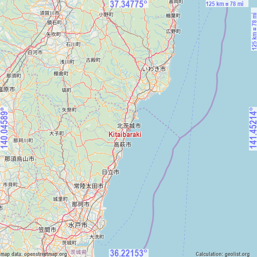 Kitaibaraki on map