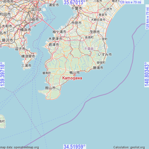 Kamogawa on map
