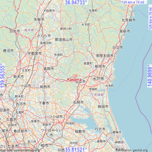 Kasama on map