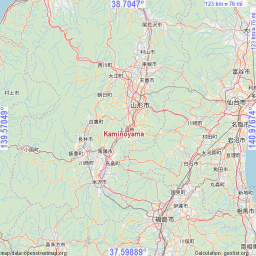 Kaminoyama on map