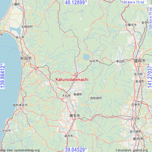 Kakunodatemachi on map