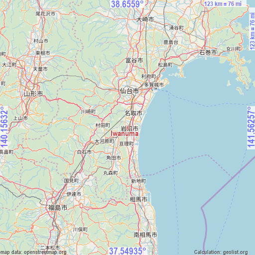 Iwanuma on map