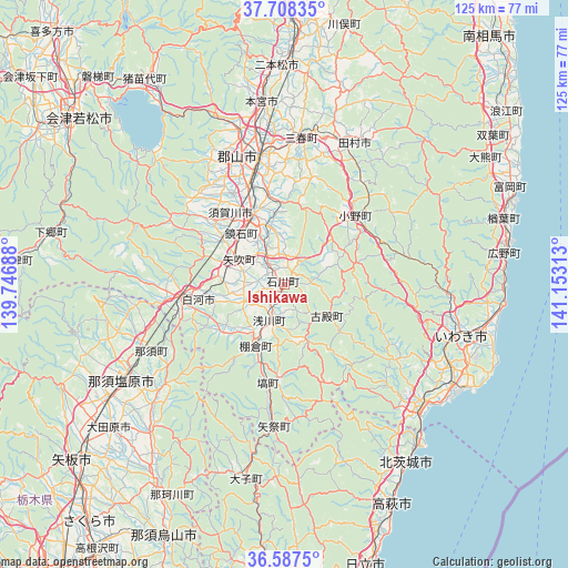 Ishikawa on map