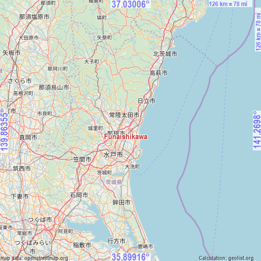 Funaishikawa on map