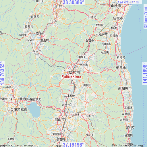 Fukushima on map