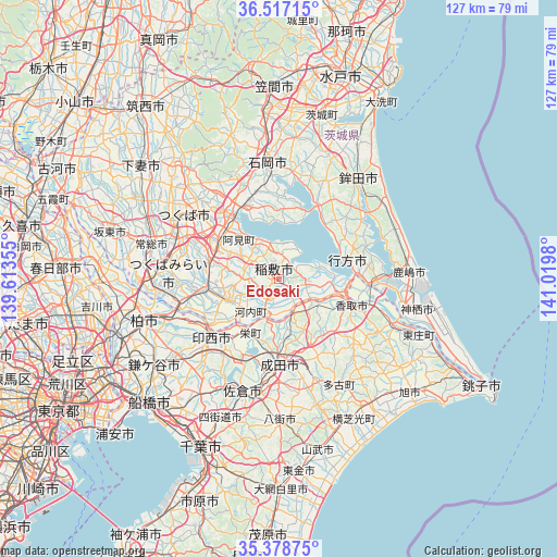 Edosaki on map