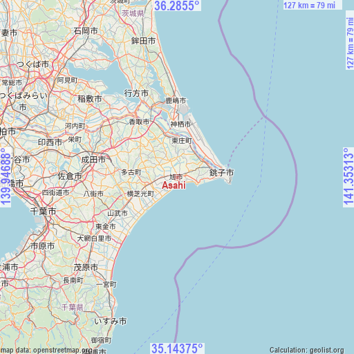 Asahi on map