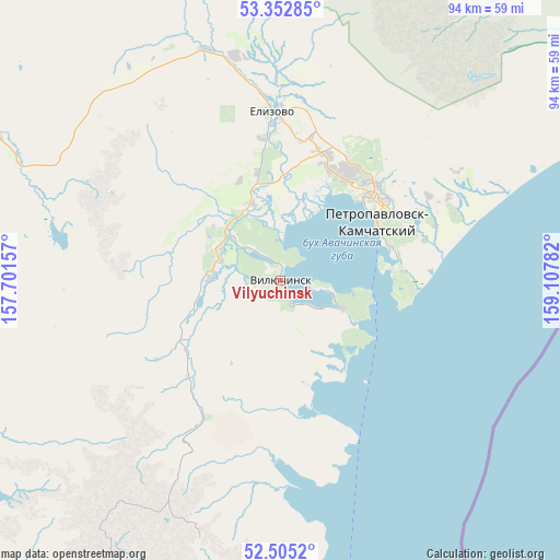 Vilyuchinsk on map
