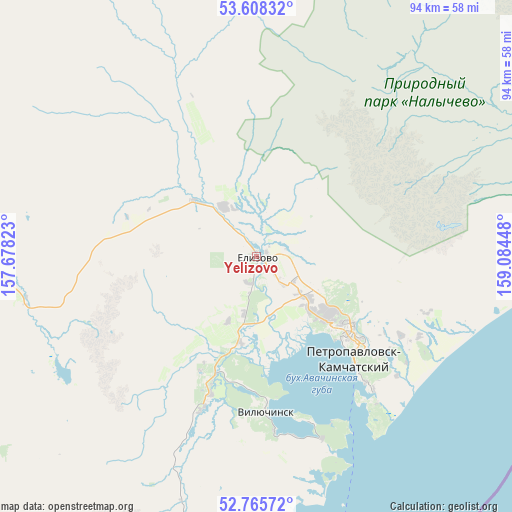 Yelizovo on map